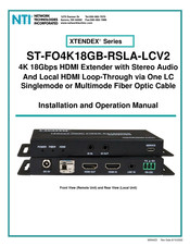 NTI XTENDEX ST-FO4K18GB-RSLA-LCV2 Installation And Operation Manual