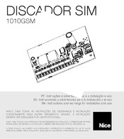 Nice DISCADOR SIM 1010GSM Instructions And Warnings For Installation And Use