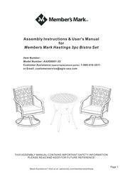 Members Mark Hastings AAX08801-3S Assembly Instructions & User Manual