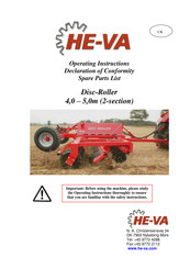 HE-VA Disc-Roller Classic Operating Instructions Manual