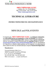 Toscana DLE Instructions For Use And Maintenance Manual