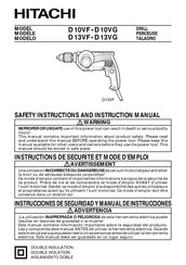 Hitachi D13VF Safety Instructions And Instruction Manual