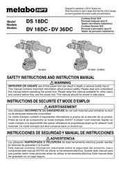 Metabo HPT DV 36DC Safety Instructions And Instruction Manual