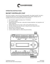 Cambridge Air Solutions BACNET EVAP Operating Instructions Manual