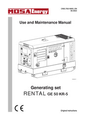 Mosa RENTAL GE 50 KR-5 Use And Maintenance Manual