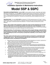 ASP SSPC Installation, Operation & Maintenance Instructions Manual
