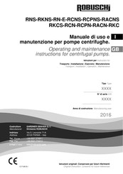 Robuschi RCPN Series Operating And Maintenance Instructions Manual