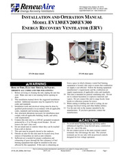 Renewaire EV130 Installation And Operation Manual