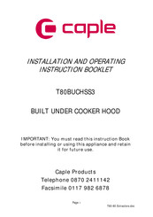 Caple T80BUCHSS3 Installation And Operating Instruction Booklet