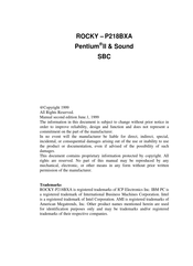 ICP Electronics ROCKY-P218BXA Pentium II & Creative Sound User Manual