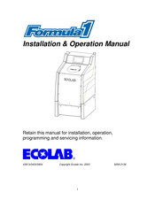 Ecolab Formula1 Installation & Operation Manual