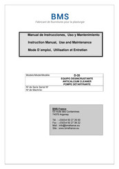 BMS D-35 Instruction, Use And Maintenance Manual