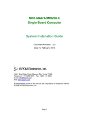 BiPOM Electronics MINI-MAX/ARM9260-E System Installation Manual