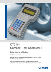 VDO Compact Test Computer II Installation Instructions Manual