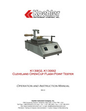 Koehler K13902 Operation And Instruction Manual