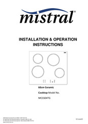 Mistral MCC604TG Installation & Operation Instructions