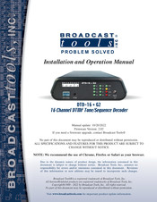Broadcast Tools DTD-16 + G2 Installation And Operation Manual