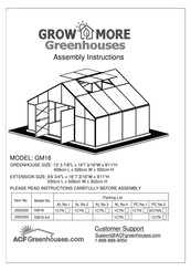 ACF Greenhouses GROW MORE GM16 Assembly Instructions Manual