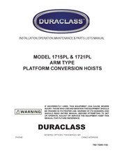 DURACLASS 1715PL Installation, Operation, Maintenance & Parts Manual
