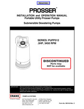 Crane PROSSER PUPP512 Series Installation And Operation Manual
