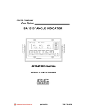 GREER Company Crane Systems BA 1510 Operator's Manual