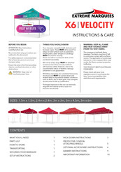 Extreme marquees X6 VELOCITY Instructions & Care