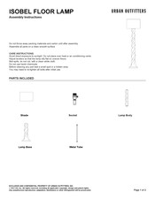 Urban Outfitters ISOBEL FLOOR LAMP Assembly Instructions