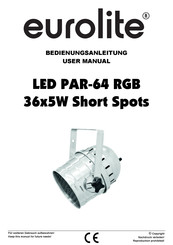 EuroLite LED PAR-64 RGB 36x5W Short Spots User Manual