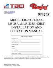 TBEI Rugby LR-2355 Installation And Operation Manual