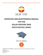 Solar Stik SOLAR VENTURE 300W PHOTOVOLTAIC ARRAY Operator And  Maintenance Manual