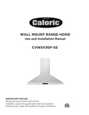 Caloric CVWSV30F-SS Use And Installation  Manual