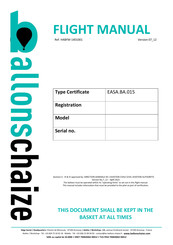 Ballons CHAIZE SW5500 F24 Flight Manual