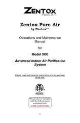 Zentox Photox 500 Operation And Maintenance Manual