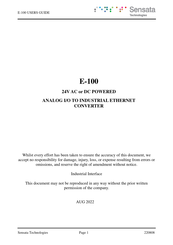 Sensata E-100 User Manual
