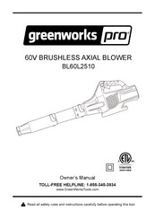 GreenWorks Pro BL60L2510 Owner's Manual