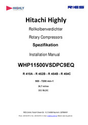 Hitachi Highly WHP11500VSD Installation Manual