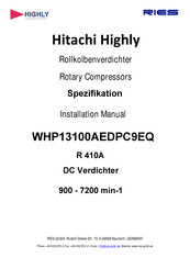 Hitachi Highly WHP15600AED Installation Manual