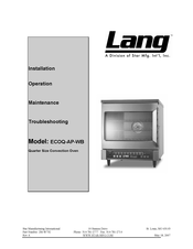 Lang ECOQ-AP-WB Installation, Operation, Maintenance, & Troubleshooting