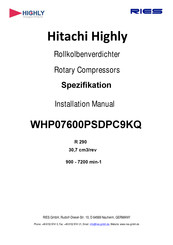 Hitachi Highly WHP07600PSDPC9KQ Installation Manual