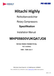 Hitachi Highly WHP05600VUKQA7JG6 Installation Manual