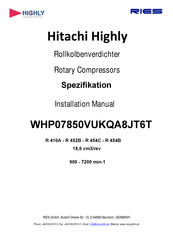 Hitachi Highly WHP07850VUK Installation Manual