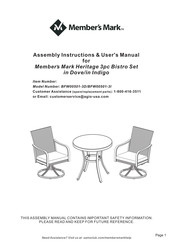 Member's Mark BFW00501-3I Assembly Instructions & User Manual