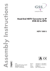 Gss HDTV 1000 S Assembly Instructions Manual