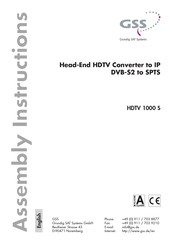 GSS HDTV 1000 S Assembly Instructions Manual