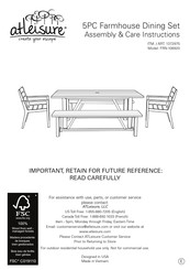 Atleisure FRN-108920 Assembly & Care Instructions
