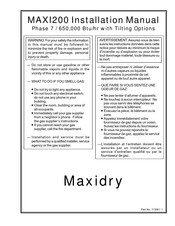 MAXIDRY MAXI200 Installation Manual