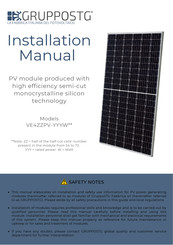 GRUPPOSTG SOLARGREEN VE454PV Series Installation Manual