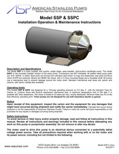 ASP SSPC Installation, Operation & Maintenance Instructions Manual