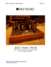 Decware ZEN TORII MK V Owner's Manual