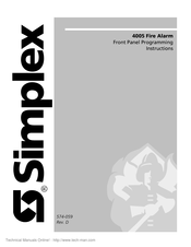 Simplex LifeAlarm 4005 Series Programming Instructions Manual